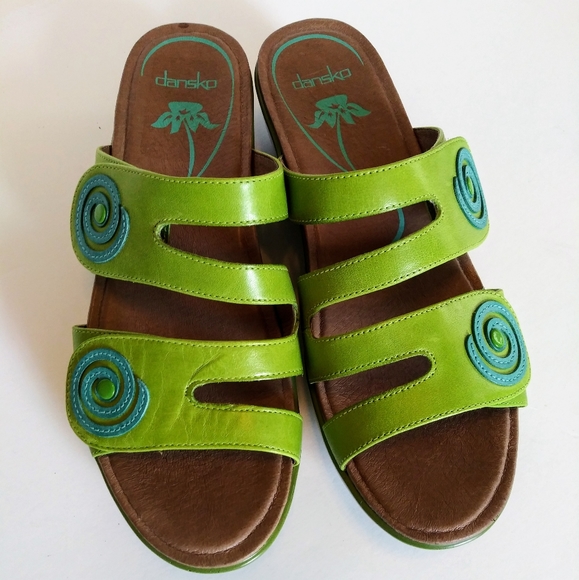 Dansko Shoes - Dansko dixie green & turquoise slide sandals